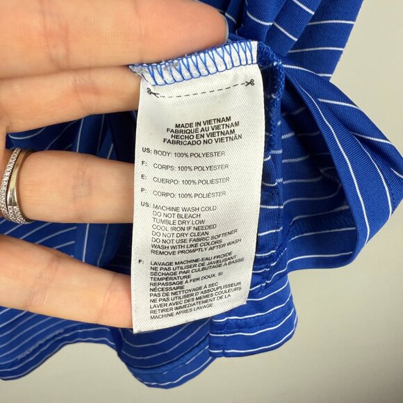 Men's Addidas Climalite Royal Blue Striped Golf Polo, Size L - Picture 7 of 8